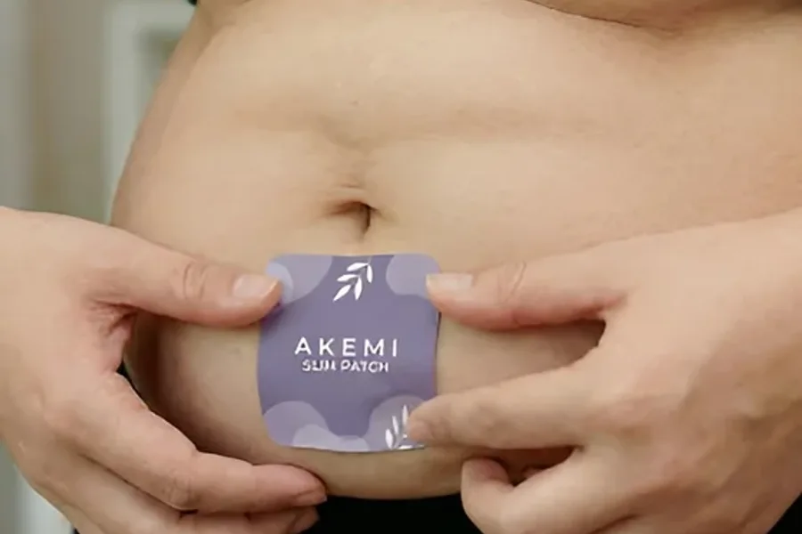 Weight loss patch applied to the skin near the waist